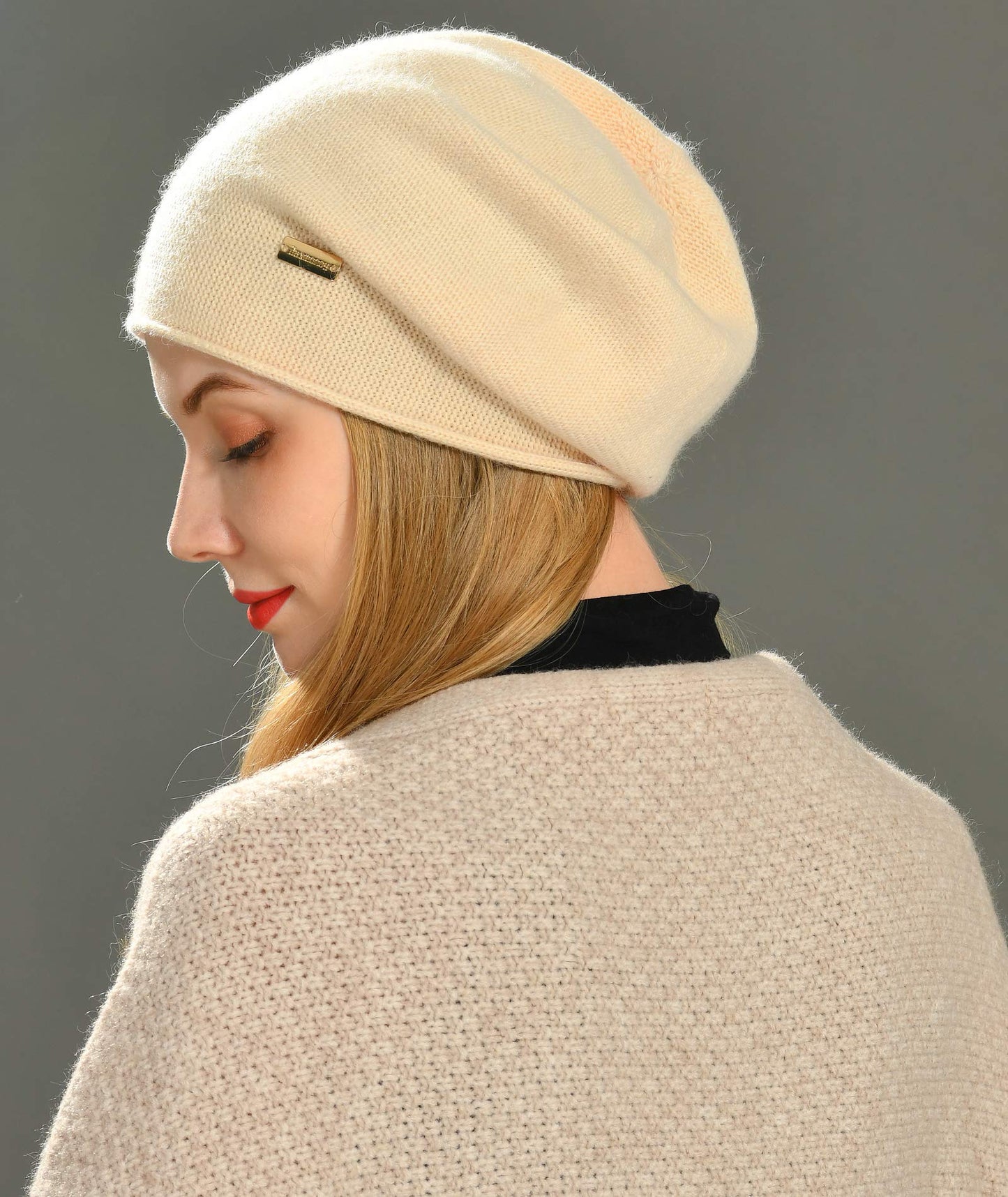 jaxmonoy Cashmere Slouchy Knit Beanie Hat for Women Winter Soft Warm Ladies Wool Knitted Skull Beanies Cap