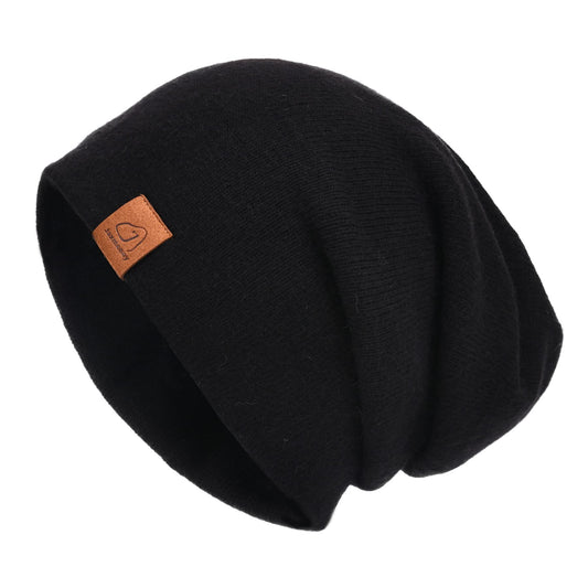 jaxmonoy Wool Cashmere Slouchy Knit Beanies Winter Hats for Women Soft Warm Double Layer Reversible Slouch Skull Beanie Cap