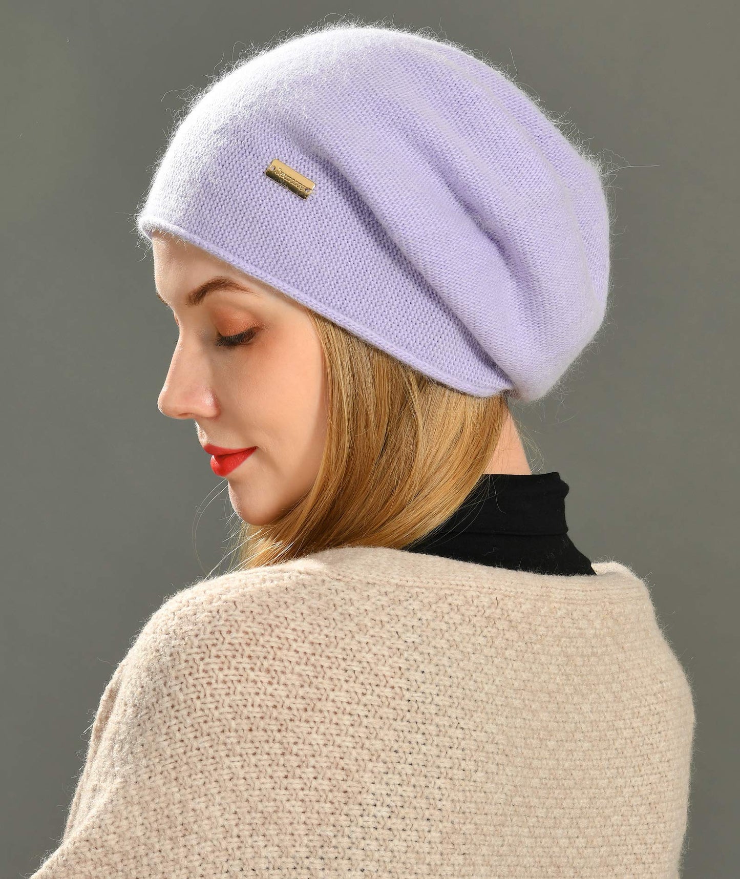 jaxmonoy Cashmere Slouchy Knit Beanie Hat for Women Winter Soft Warm Ladies Wool Knitted Skull Beanies Cap