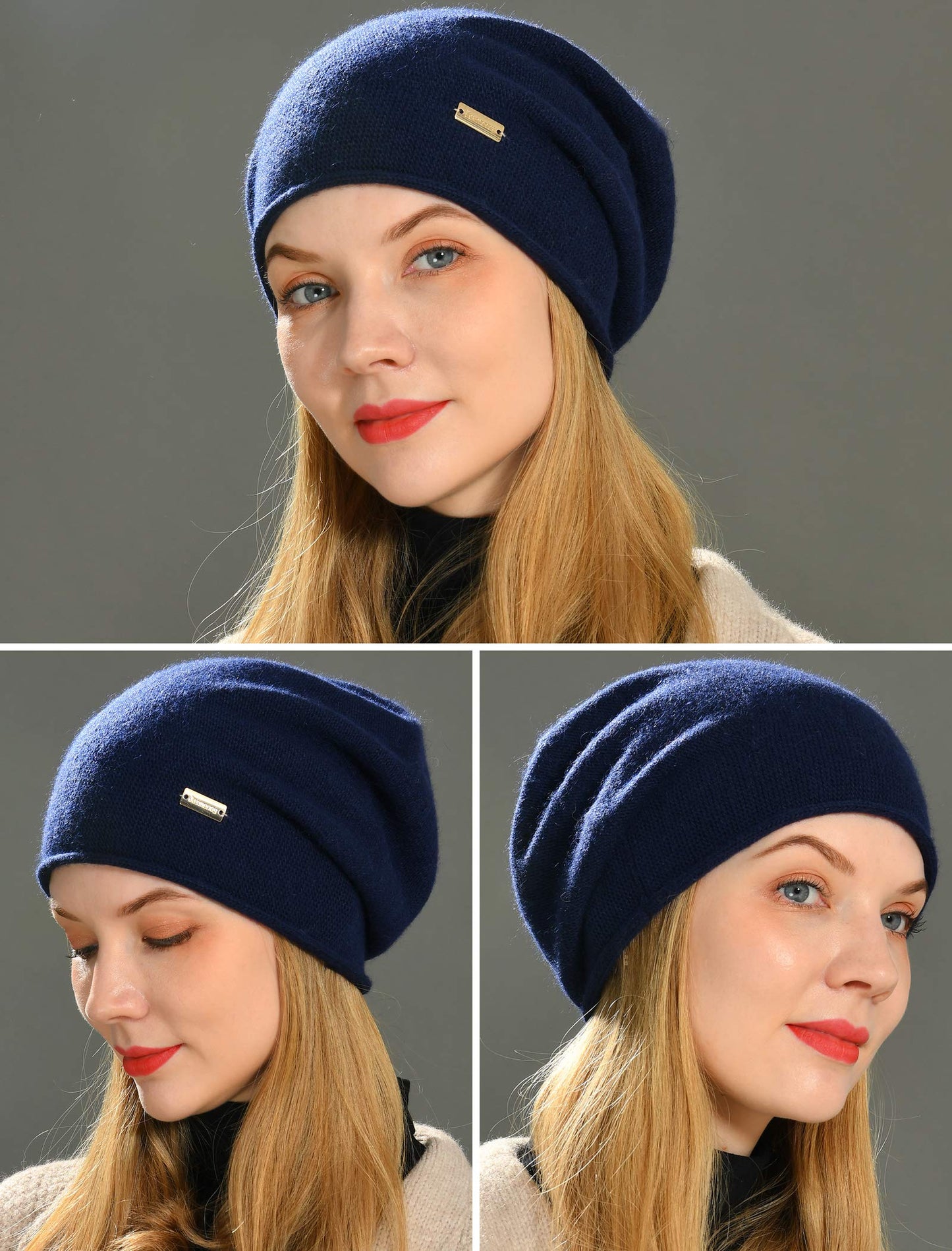 jaxmonoy Cashmere Slouchy Knit Beanie Hat for Women Winter Soft Warm Ladies Wool Knitted Skull Beanies Cap