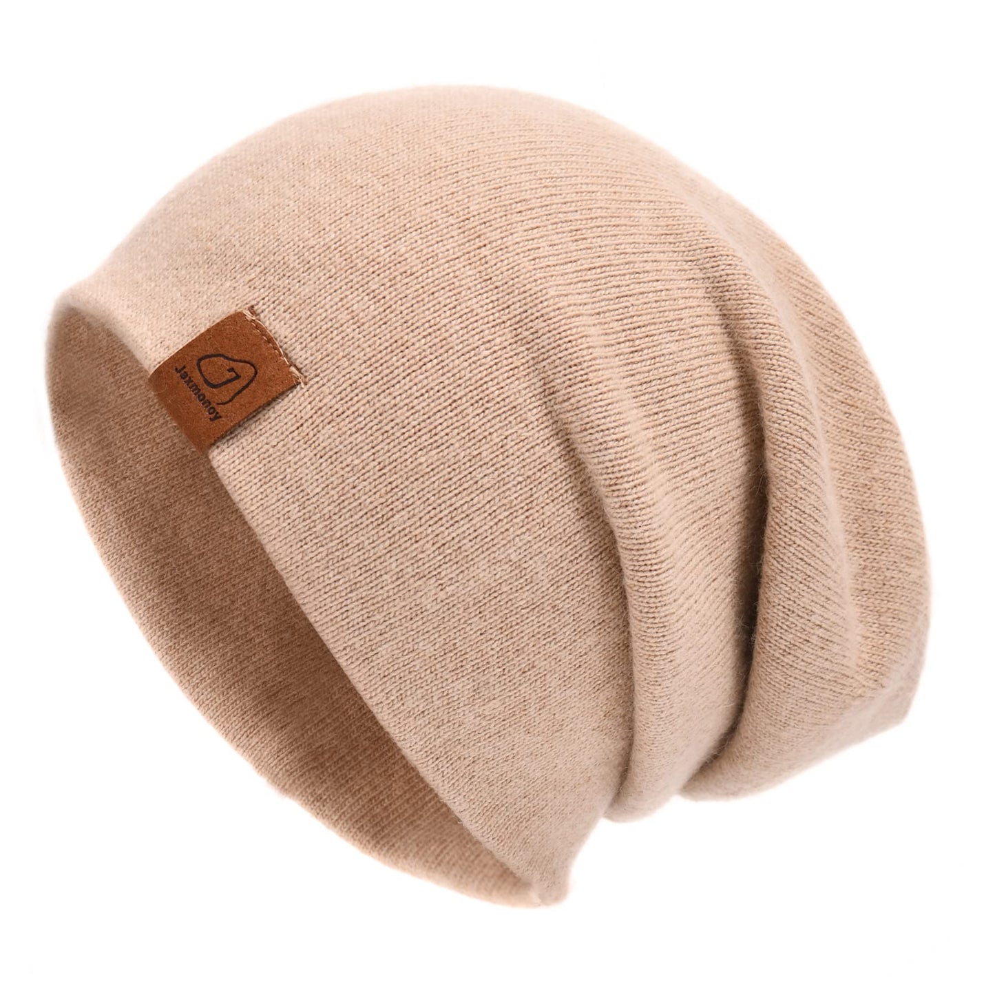 jaxmonoy Wool Cashmere Slouchy Knit Beanies Winter Hats for Women Soft Warm Double Layer Reversible Slouch Skull Beanie Cap