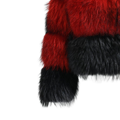 Crew Neck Warm Real Fluffy Fur Coat