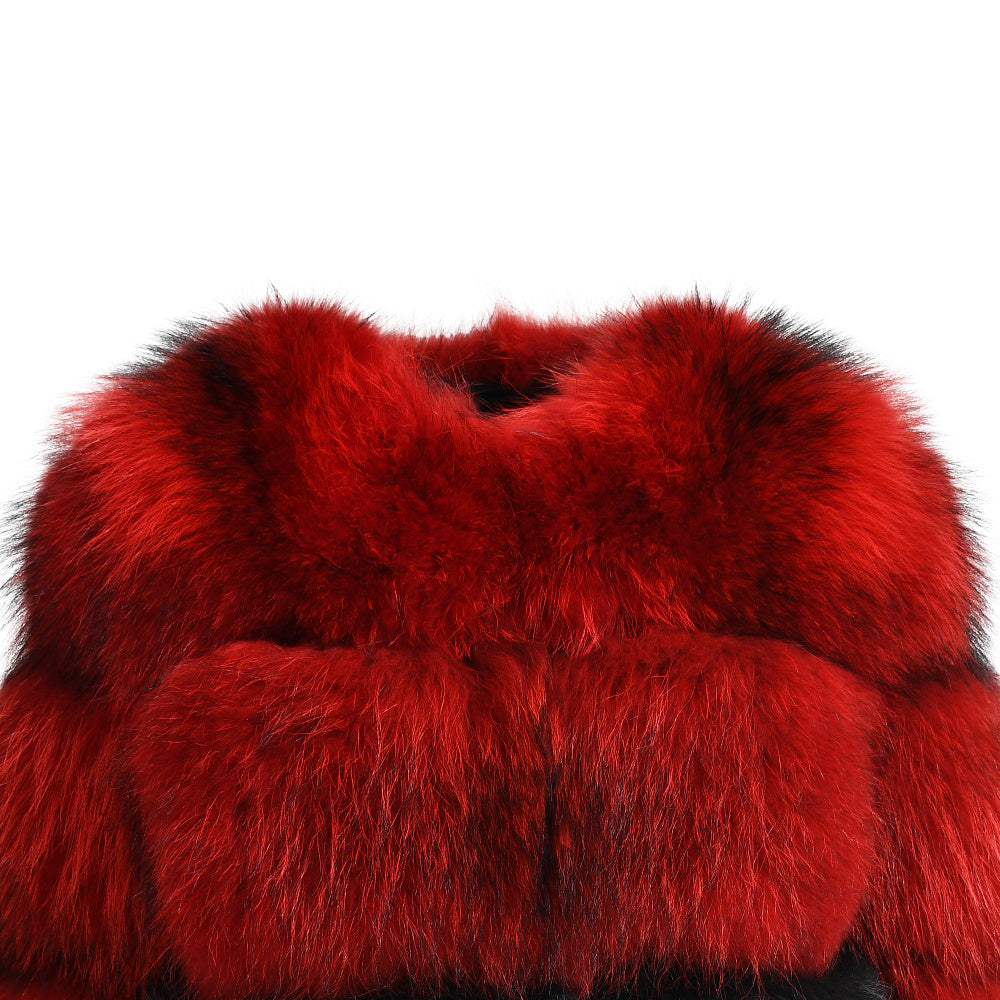 Crew Neck Warm Real Fluffy Fur Coat