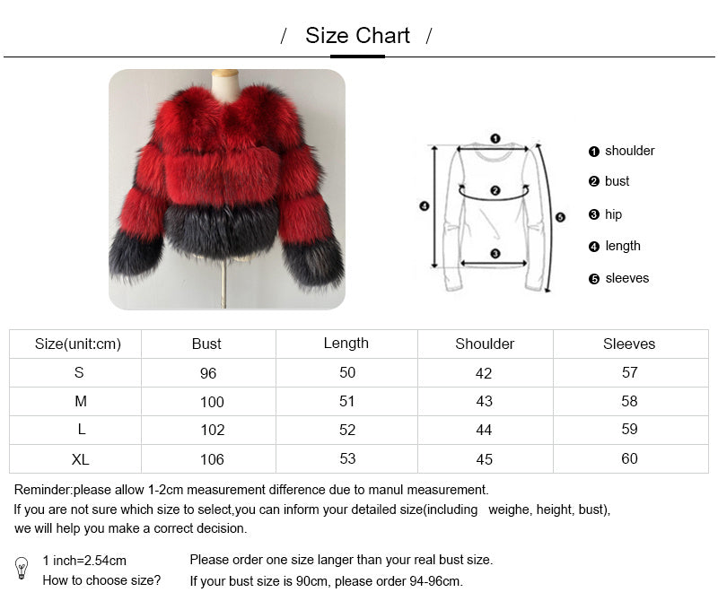 Crew Neck Warm Real Fluffy Fur Coat