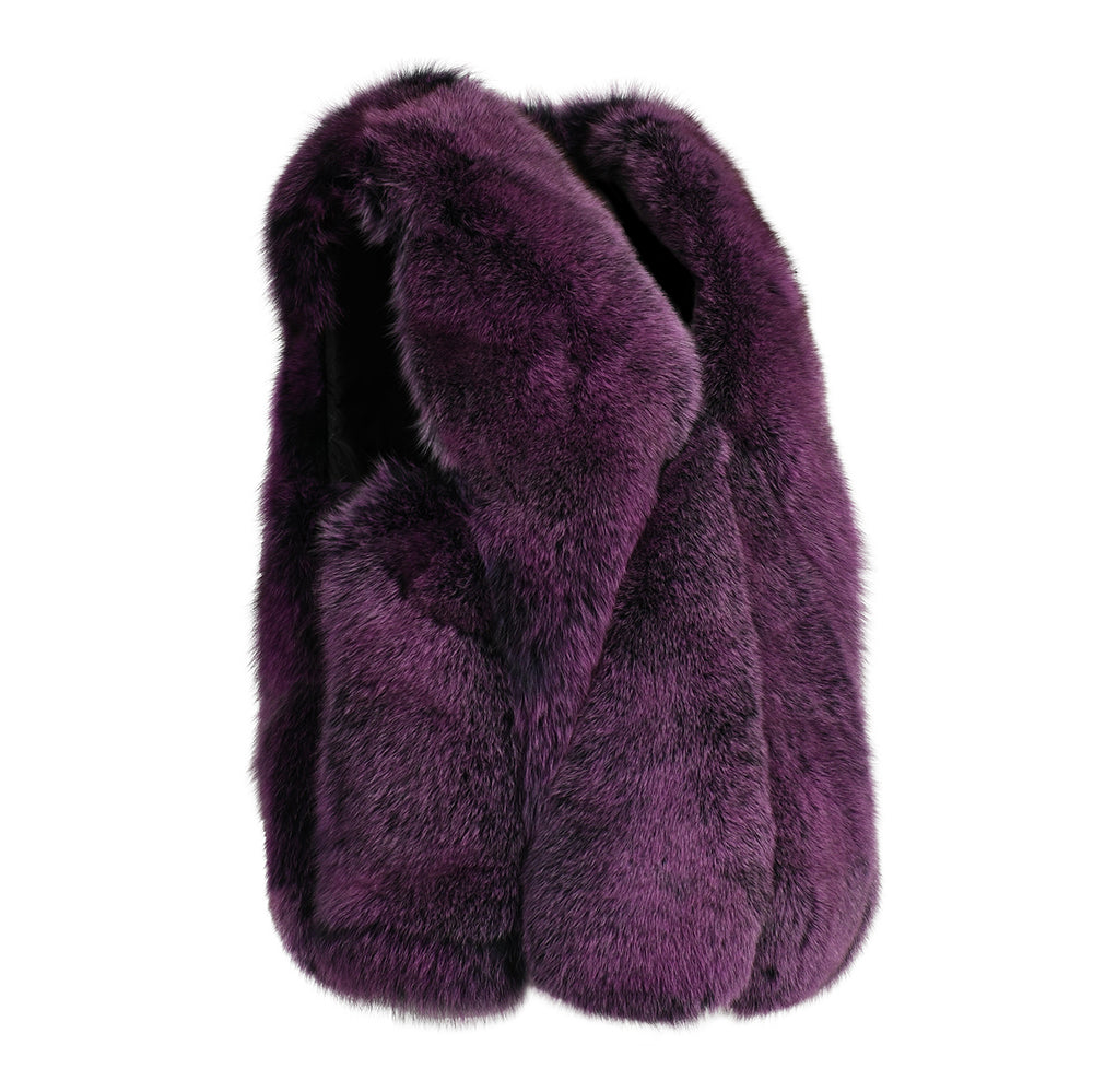 Elegant Ladies Colorful Genuine Fluffy Fox Fur Gilet Real Fur Vest