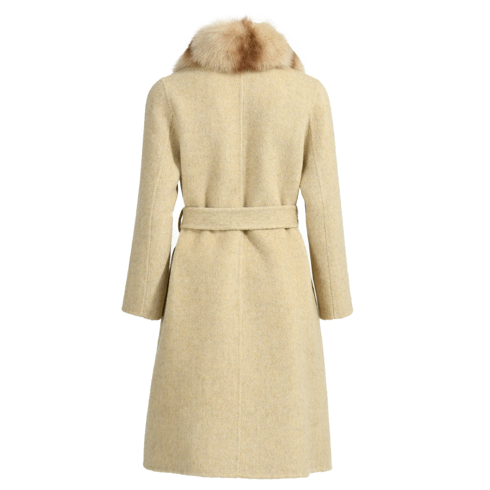 Double-faced Cashmere Coat With Long Real Fox Fur Collar