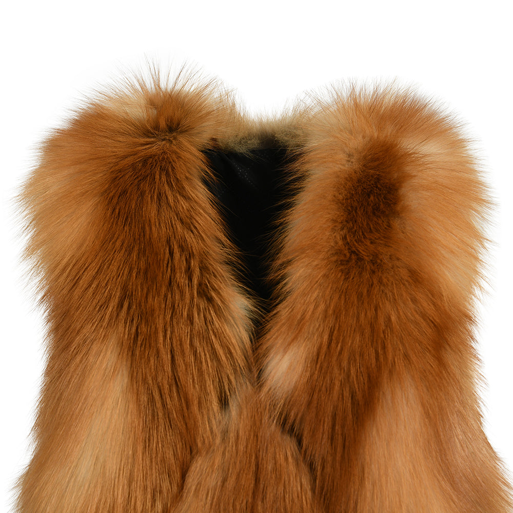 Elegant Ladies Colorful Genuine Fluffy Fox Fur Gilet Real Fur Vest