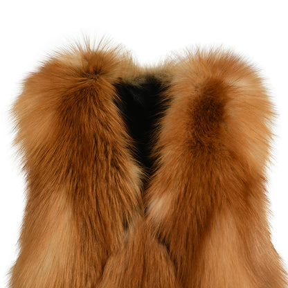 Elegant Ladies Colorful Genuine Fluffy Fox Fur Gilet Real Fur Vest