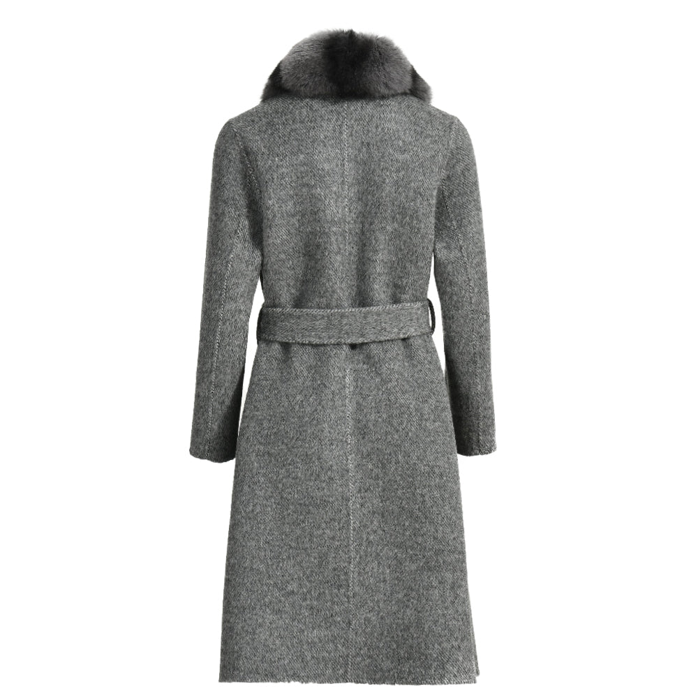 Double-faced Cashmere Coat With Long Real Fox Fur Collar