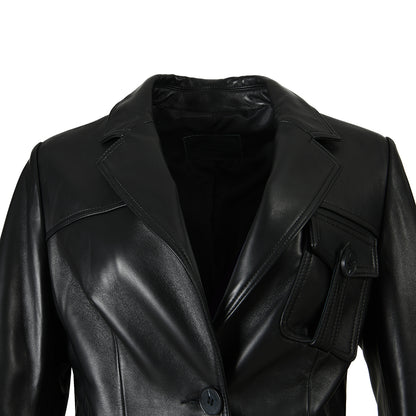 Turn-down V-neck Real Sheepskin Leather Coat