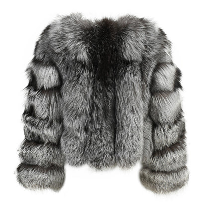 High Street Style For Women Natural Fur Luxury Crop Fluffy Real Fox Fur Coat