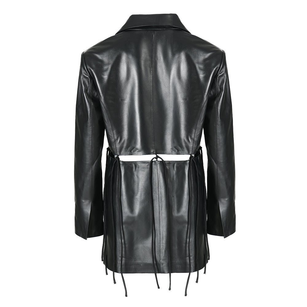 New Design Detachable Cropped Genuine Leather Jacket