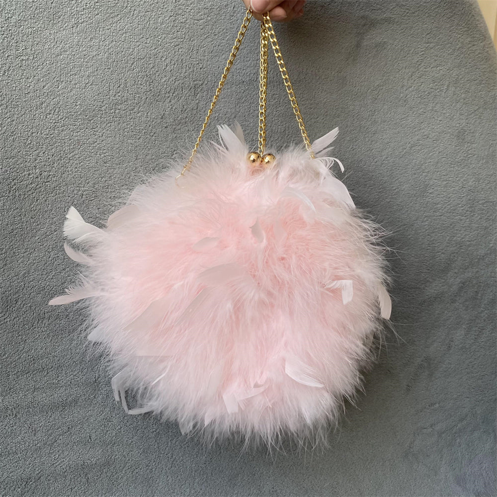 Natural Ostrich Feather Party Evening Clutch Bag Designer Luxury Wedding Dress Purses Women Handbag