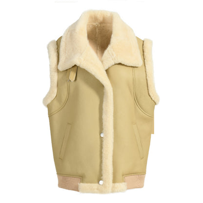 Winter Warm Regular Length Custom Shearling Gilet With Sheep Fur Fashion Women Genuine Shearling Vest