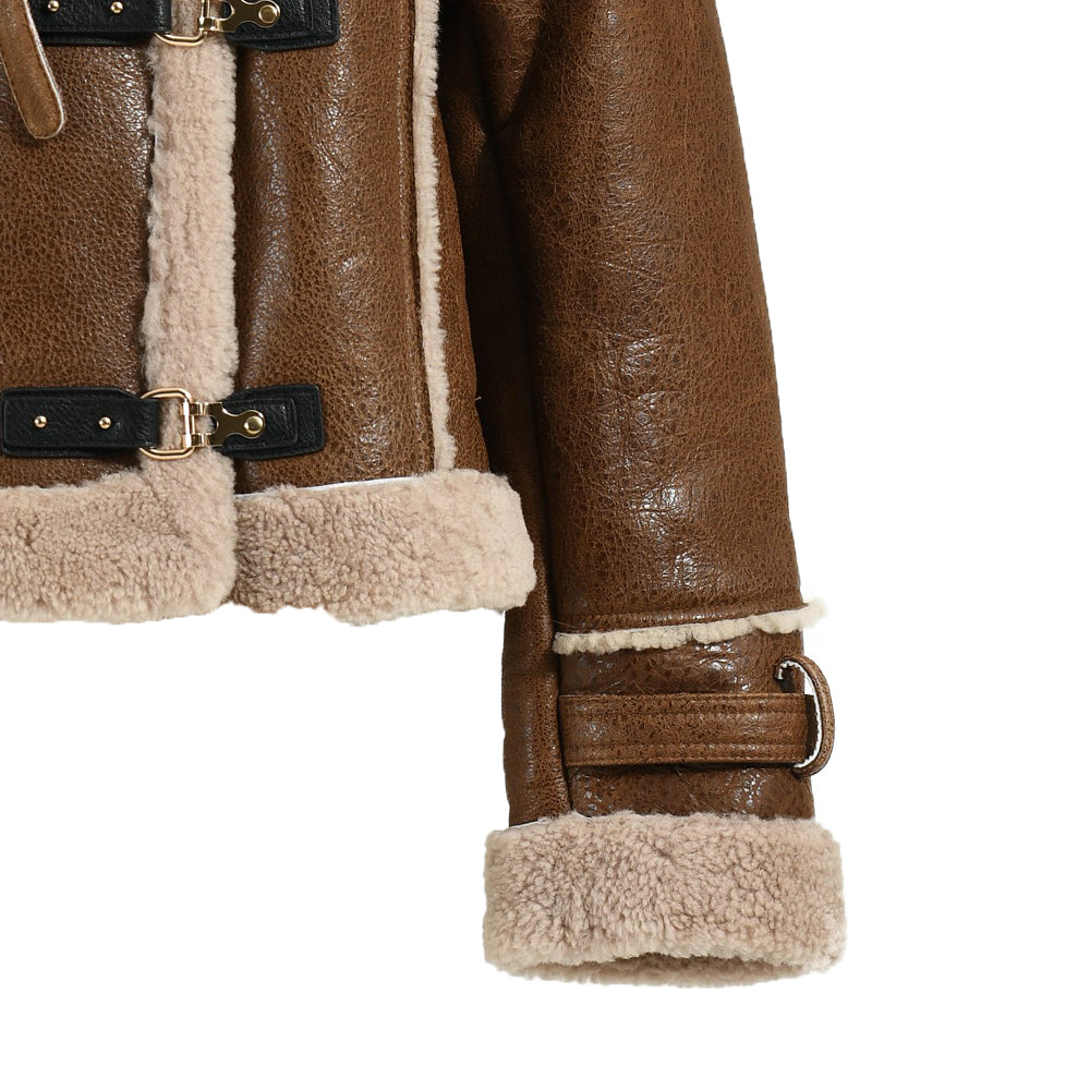 Warm Thick Regular Length Shearling Coat With Real Fur Wholesale Genuine Shealring Jacket Women Winter