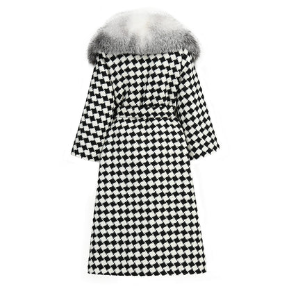 Double-faced Cashmere Coat With Real Luxury Fox Fur Collar Wool