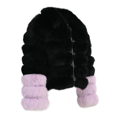 Regular Length Fluffy Fox Fur Coar With Zipper Design Fashion Ladies 100% Real Fox Fur Coats