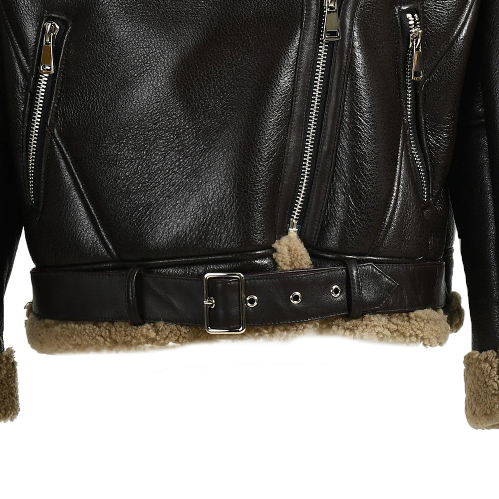 Winter Fashion Style Regular Length Shearling Jacket With FurTurn-down Collar Genuine Leather Shearling Jacket Women