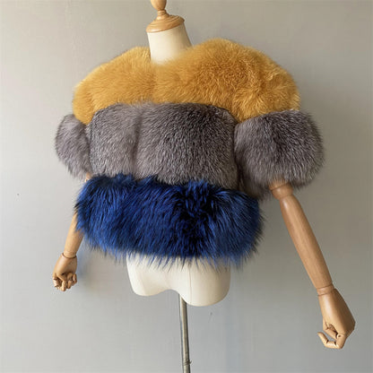 Warm Thick Windproof Mixed Color Genuine Fox Fur Gilet Vest Fashion Custom Women Fox Fur Vest