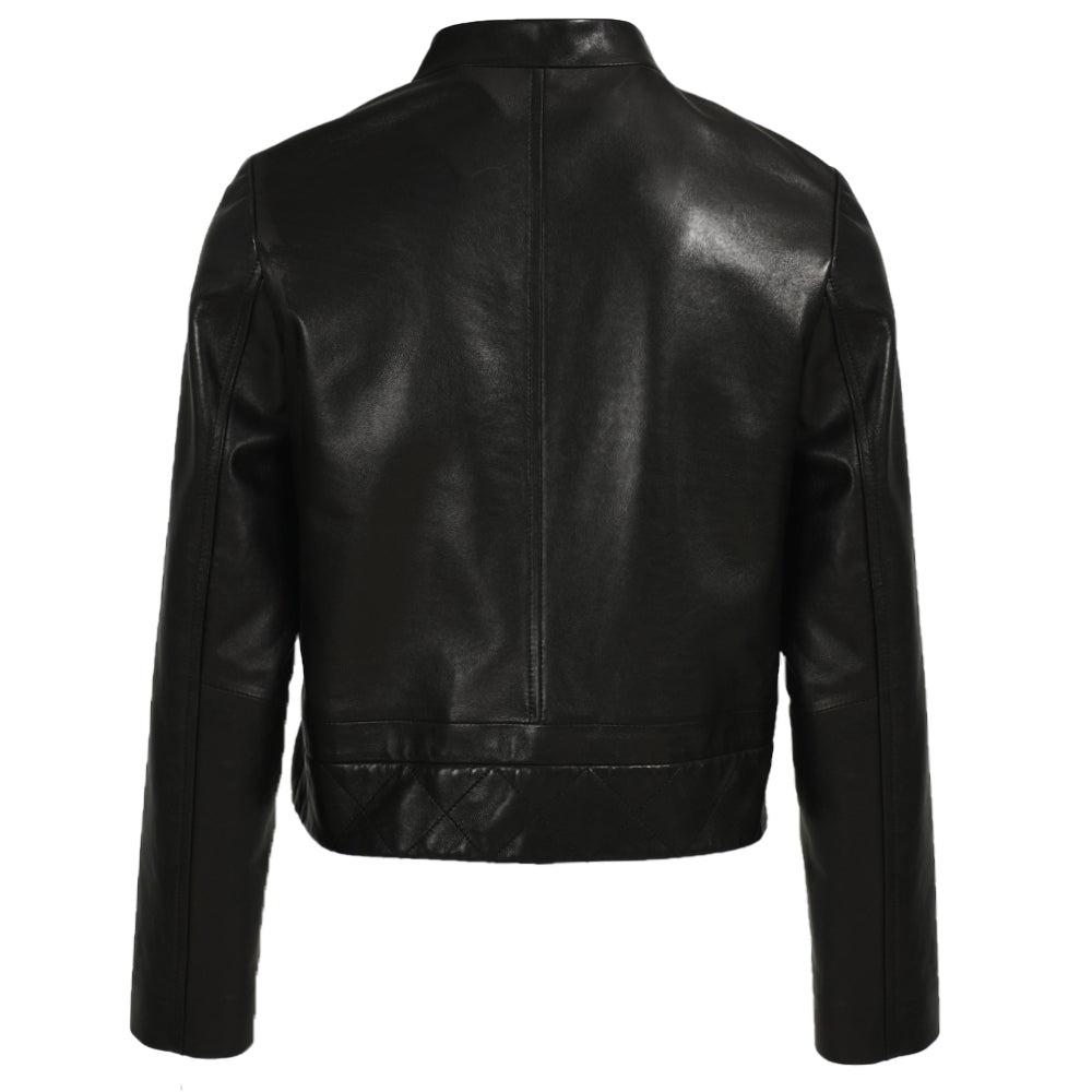 short Length Real Sheepskin Leather Jacket Motorcycle Jacket