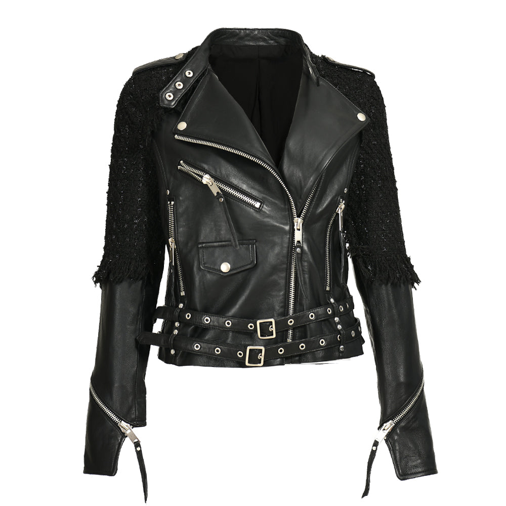 Custom Special Belt Tassels Design Spring Popular Best Seller Leather Jacket