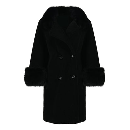 Warm Custom Long Sheep Teddy Coat With Real Fox Fur Collar And Cuffs Winter Women Warm Teddy Bear Coat