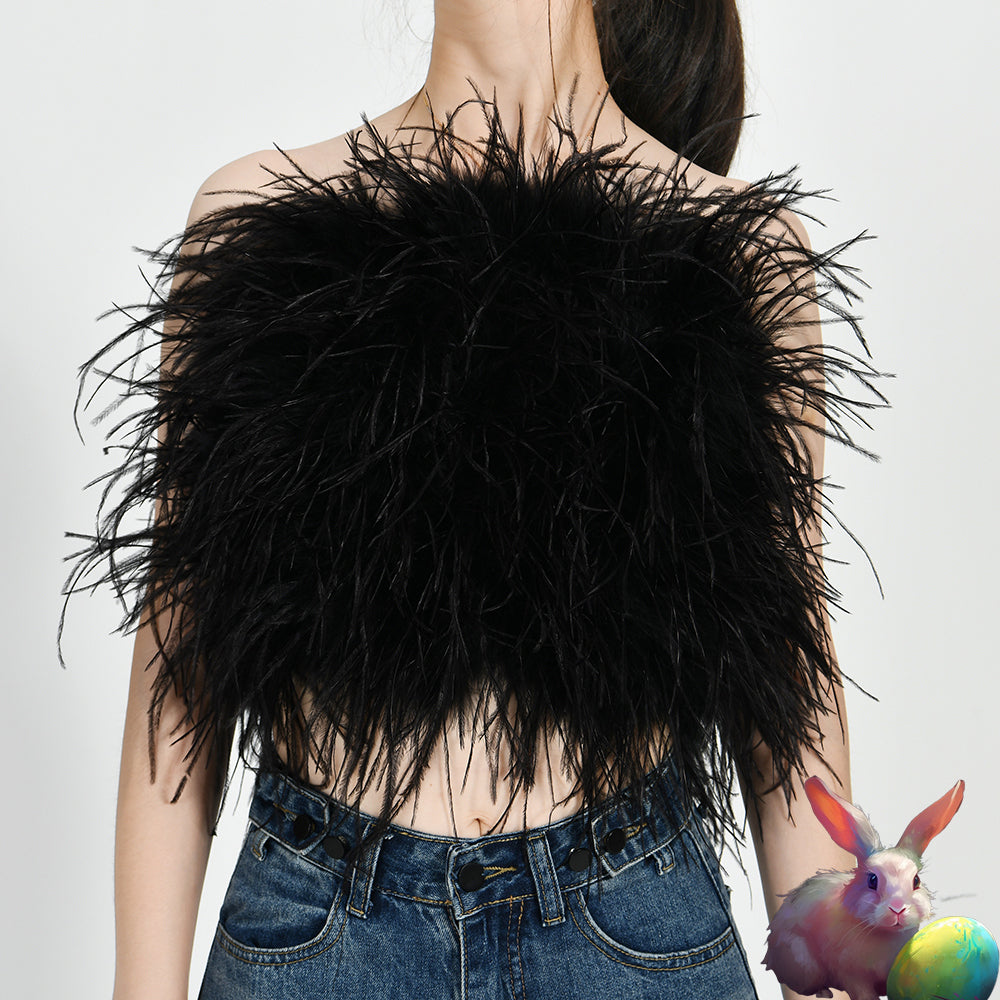 Ostrich Feather Crop Top