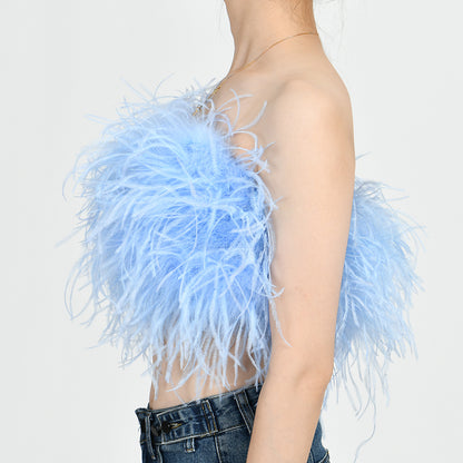 Ostrich Feather Crop Top