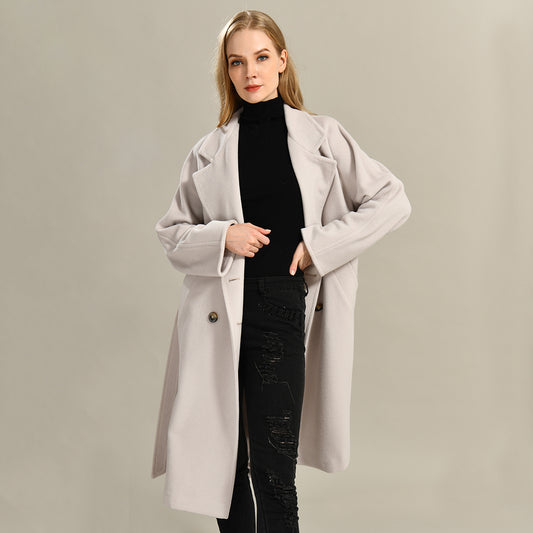 Jaxmonoy Women Cashmere Coat With Polyester Lining