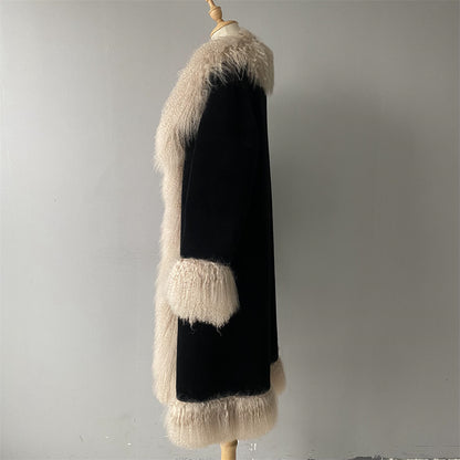 Female Teddy Coat With Mongolian Fur Custom Popular Real Lamb Wool