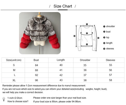 Mixed Color Genuine Fluffy Silver Fox Fur Wholesale Fashion Women Fox Fur Coats Real Sale