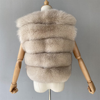 Ladies Custom Regular Length Detachable Fur Sleeves Wholesale Winter Custom Real Fox Fur Women