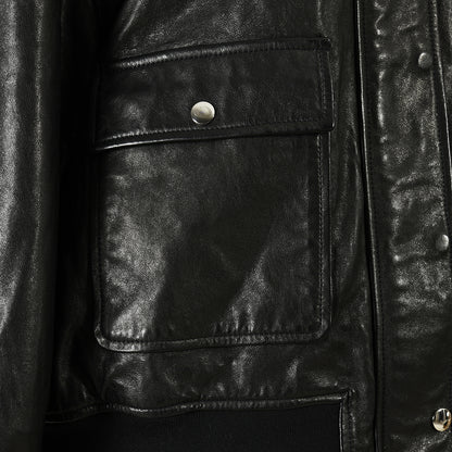 Real Leather Jacket With Detachable Sheep Fur Collar