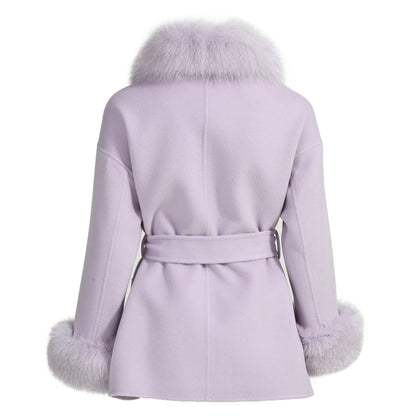 Regular Length Cashmere Coat With Real Fox Fur New Style Winter Double-faced Wool Coat Winter Women