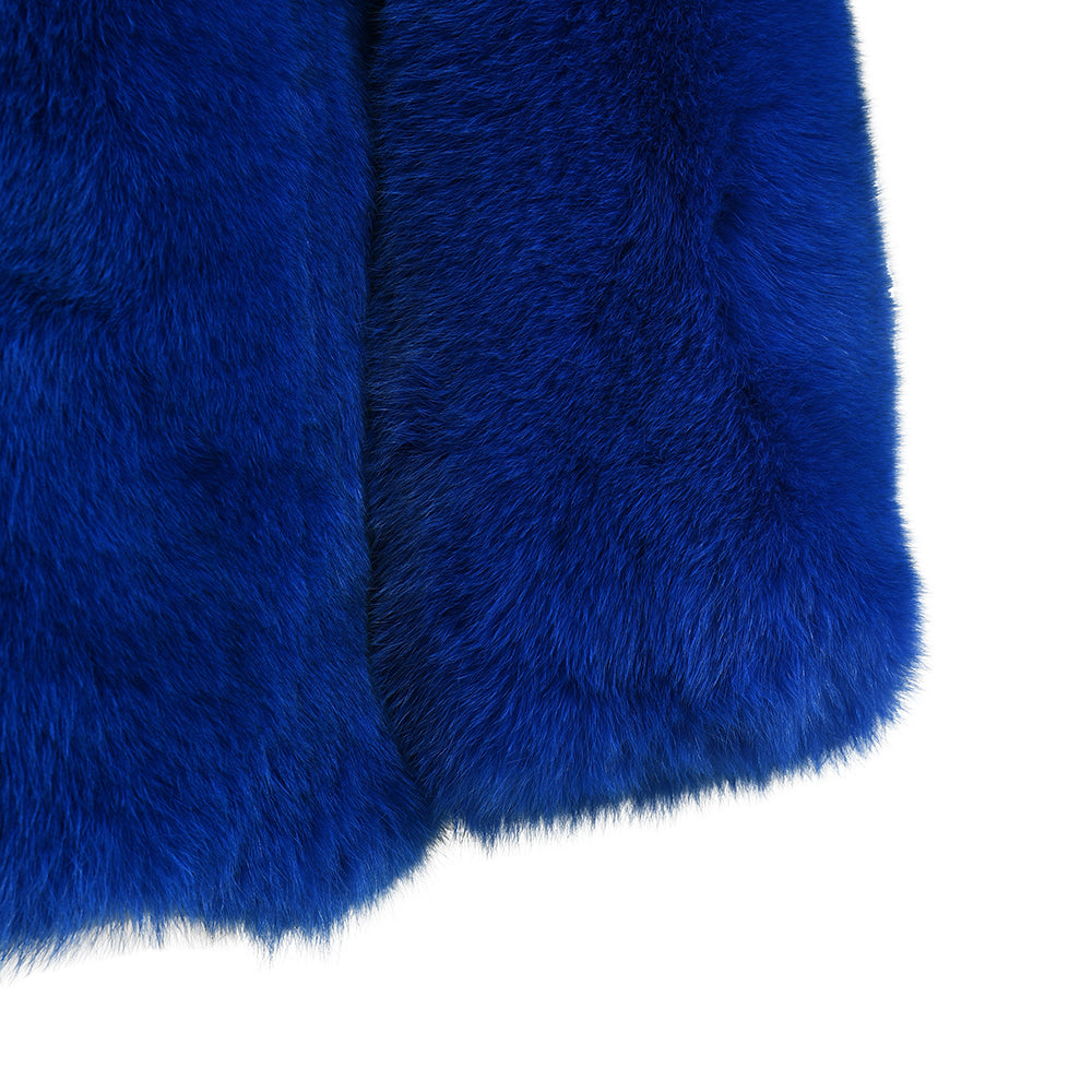 Fluffy Custom Color Ladies Regular Length Genuine Fox Fur Coat Winter