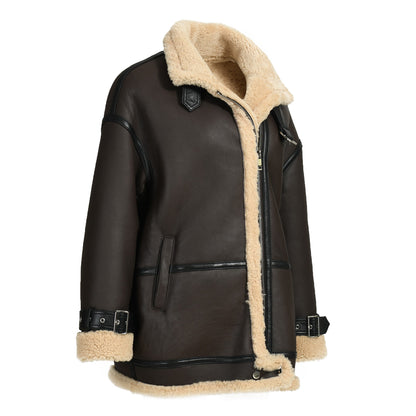 Thick Genuine Shearling Jacket Regular Length Sheep Leather Shearling Fur Leather Coat For Women