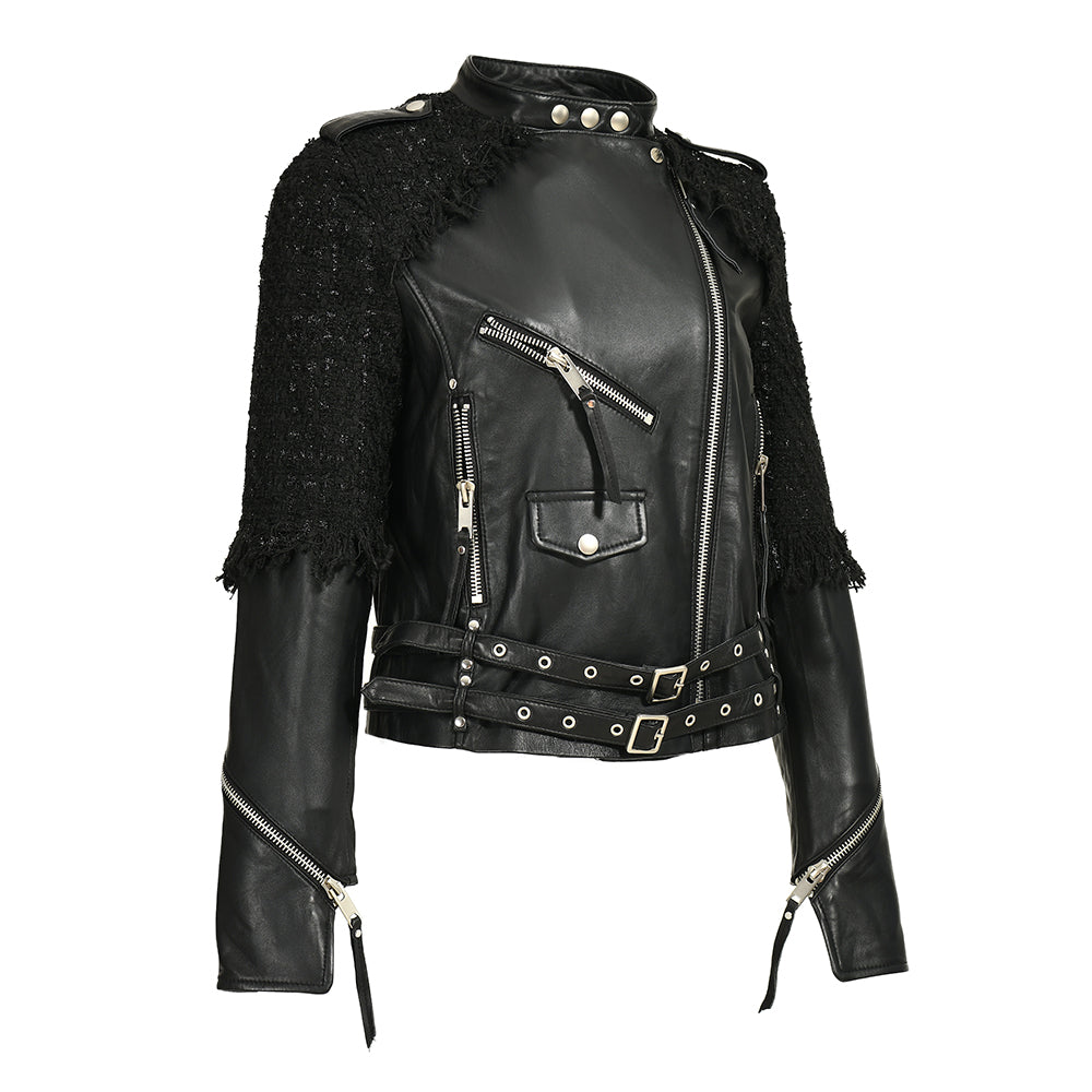 Custom Special Belt Tassels Design Spring Popular Best Seller Leather Jacket