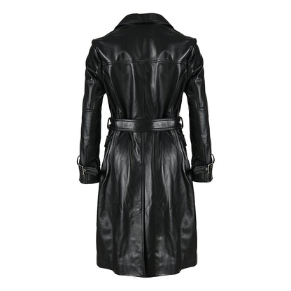 Turn-down V-neck Real Sheepskin Leather Coat