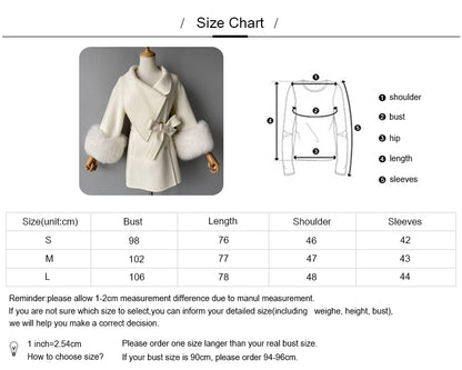 Windbreaker Style Elegant Silhouette Breathable Wool Cashmere Coat With Fur