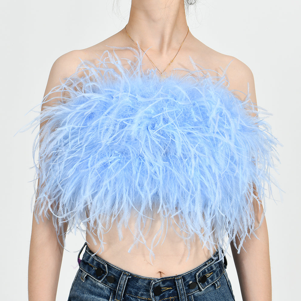 Ostrich Feather Crop Top