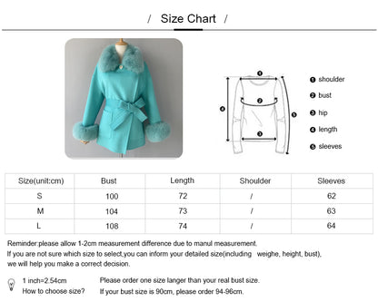 Regular Length Cashmere Coat With Real Fox Fur New Style Winter Double-faced Wool Coat Winter Women