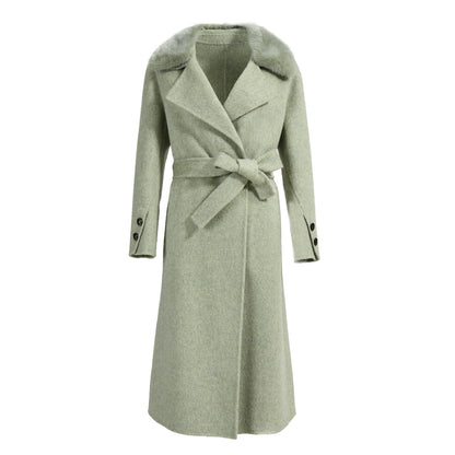 Colorful Double Sided Cashmere Coat With Real Fur Custom Wool Coats For Ladies