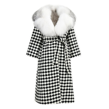 Double-faced Cashmere Coat With Real Luxury Fox Fur Collar Wool