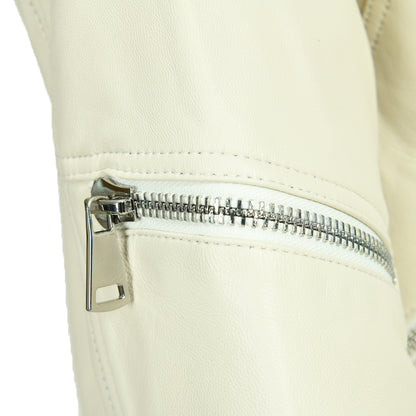 Leather Jacket Turn-down Collar Zipper Belt Design Women Genuine Leather Camel Jacket