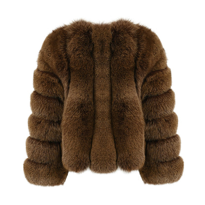 High Street Style For Women Natural Fur Luxury Crop Fluffy Real Fox Fur Coat