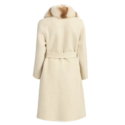 Double-faced Cashmere Coat With Long Real Fox Fur Collar