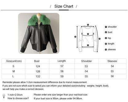 Genuine Leather Shearling Jacket With Fur Collar Winter Shearling coat