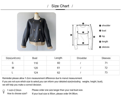 Winter Warm Crew Neck Leather Jacket With Lamb Fur  High Quality Sheepskin