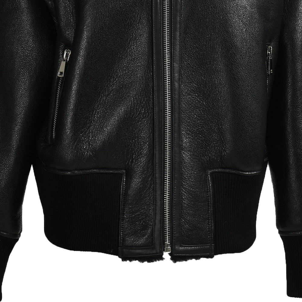 Genuine Leather Shearling Jacket With Fur Collar Winter Shearling coat