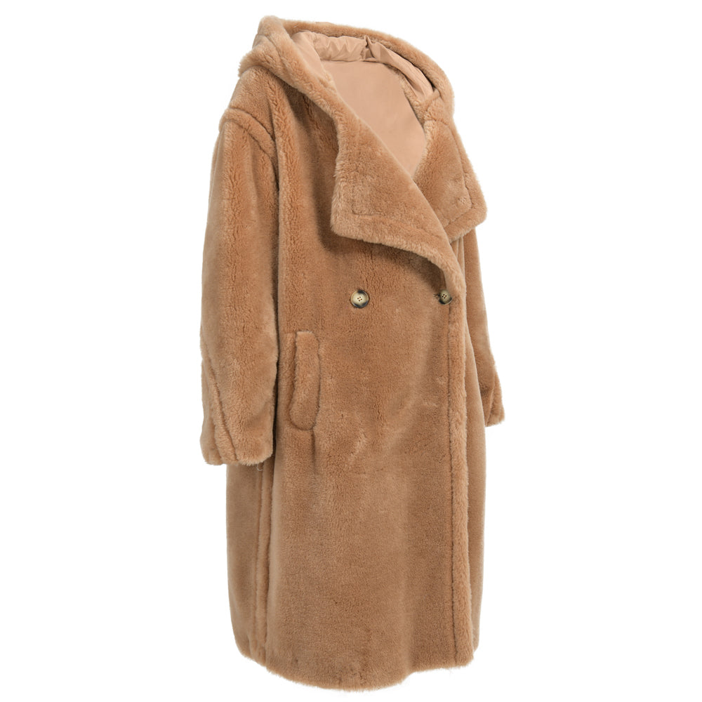 Warm Thick Sheep Fur Jacket Custom Hood Design Winter Fashion Women Shearling Sheep Fur Coat